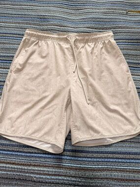 Original Penguin Men's Light Cream Elastic-Waist Athletic Shorts